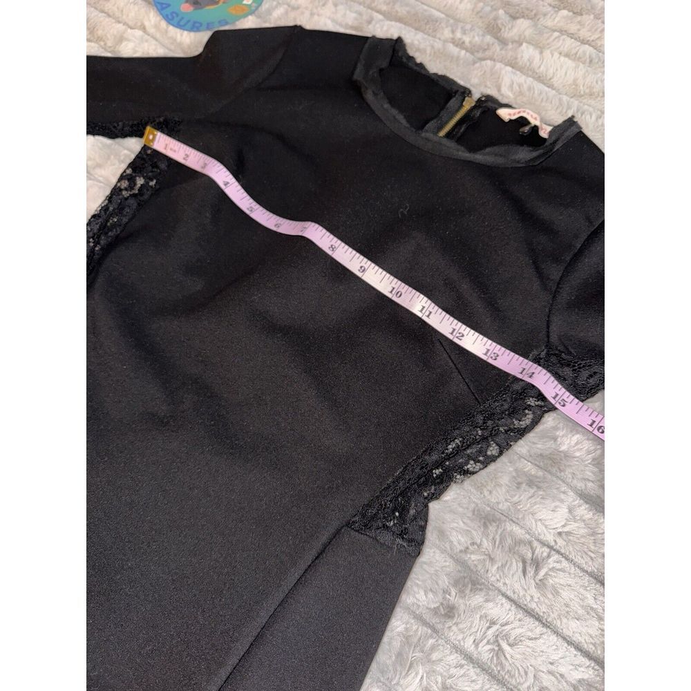 Rebecca Taylor Black Long Sleeve Lace Trim Peplum Top Sexy Girl Boss Womens Sz 0 - Picture 2 of 9